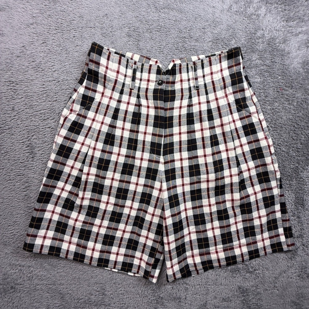 The Limited Vintage Culotte Shorts Plaid Check Womens 14 Poly Rayon Blend Loose